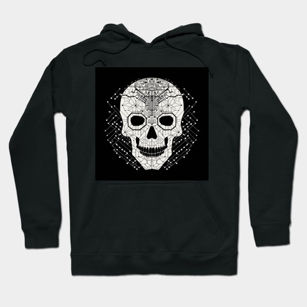 Circuit board skull Hoodie by RosaliArt